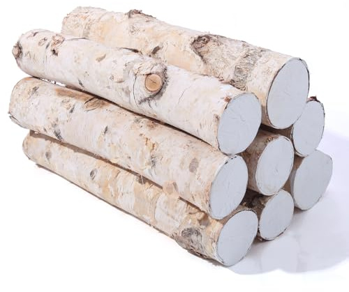 Birkenstämme für Kamin, Dekoration, Handwerk, vielseitige Holzkaminscheite, 8 Stück | Unlackiertes Holz Feuerholz Birke Zweige für Heimwerker, Heimdekoration (Logs: 5,8 cm - 8,1 cm Durchmesser. 41,9 cm lang)