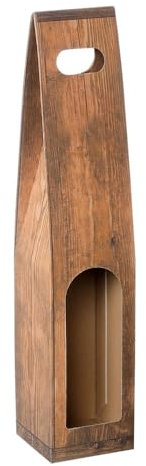 Flaschen-Tragekarton Vintage Wellpappe für eine 0,75 l Flasche 9x9x44,5cm, 50 Stück