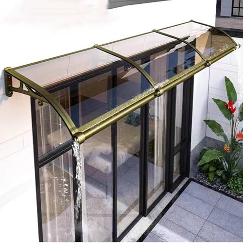 Zlovne Auvent Marquise d'Entrée,Marquise de Porte d’Entrée avec Cadre en Aluminium,Toit Marquise en Polycarbonate Protection UV Pluie Neige,Auvent Fenêtre de Jardin Extérieur (120x90cm/47 x35)