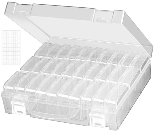30 Fächer Kleine Aufbewahrungsboxen (5,6x5,6x2.1cm), Kleinteile Aufbewahrungsbox, Sortierboxen für kleinteile Mini perlen Aufbewahrungsbox Organizer aus Klarem Kunststoff mit Klappdeckel (1 Stück)