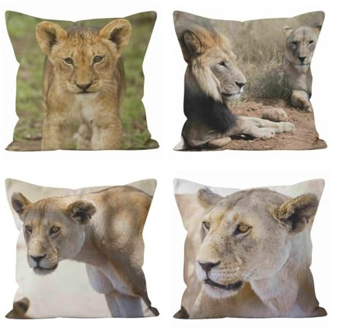 Nimvoya Lin Tapis de Souris Humour Tapis Souris Gaming Personnalisable 50x50cm, Lion Tapis de Souris Grand Tapis Souris Personnalisable Photo Décoration de Canapé de Salon 4Pcs