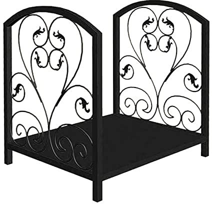 Kaminholzständer, 45 cm, robust, Schmiedeeisen, für drinnen und draußen, für Holzregale, Schwarz