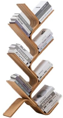 DMMFTERL Libreria ad Albero - Libreria in bambù da Pavimento con Ripiani, Moderna, Alta e Stretta, Organizer per Soggiorno, Ufficio Domestico