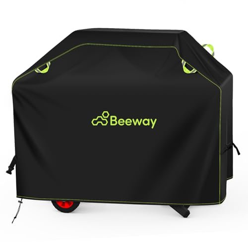 BEEWAY BBQ Cover, Waterproof Barbecue Cover Outdoor fits Gas Grill Weber, Brinkmann, Char Broil - 420D Oxford Fabric, Windproof, Rip-Proof & UV Protection, 145cm x 61cm x 122cm