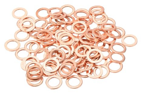 QUARKZMAN 102 Pz Guarnizioni Piane in Rame, 8x12x1mm Rame Guarnizioni Piane Metriche per Rondelle di Tenuta per Raccordi Idraulici Viti Bullone Dado Riparazione Elettronica