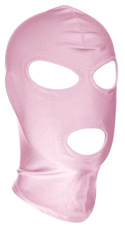 Black Full Cover Hood Mask Elastic Breathable Open Eyes and Mouth Head Cover Mask Unisex for Adult Couple Games Role Play Halloween Costume Outdoor Sun Protection Balaclava (Pink-Open Eyes Mouth)