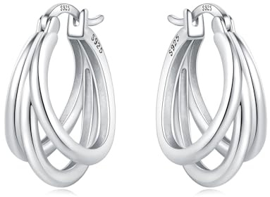 CYMYSS Örhängen Silver 925 Creoler Silver 925 Silver Örhängen Dam 925 Små Creoler Silver 925 Sterling Silver Örhängen Hoop Earrings Earrings For Women (3 Ringar)