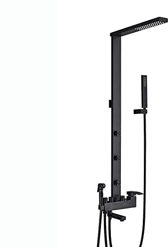 Sistema doccia con soffione doccia, set doccia combinato nero, set rubinetto doccia a parete, miscelatore monocomando a pioggia, set doccia combinato con doccetta, spruzzatore bidet, girevole
