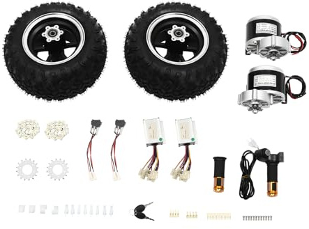 ROMYIX Air Wheel Conversion Kit,10 inch Wheel,24V 250W Electric Wheelbarrow Scooter Gear Hub Motor, Digital Display Throttle,for Bike Barrow Beach Trolley Cart Small go-karts Scooters,
