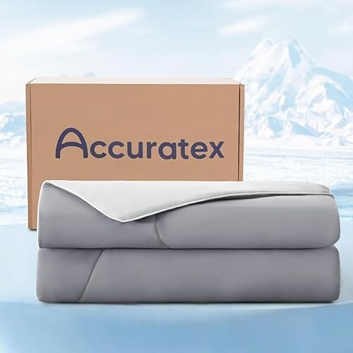 ACCURATEX Kühldecke 240×220 cm, Sommerdecke für Heiße Schläfer, Grau | Arc-Chill Kühlfaser mit Q-Max >0,45, atmungsaktiv & leicht, seidig weich Decke für Sommernächte, ideal bei Nachtschweiß