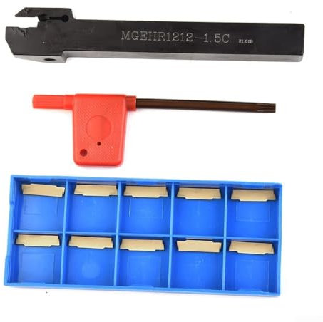 Heavy-Duty MGEHR1212-1.5 Grooving Cutter Set, 10 MGMN150-G Carbide Inserts, Easy Replacement Design, For Metalworking And Manufacturing
