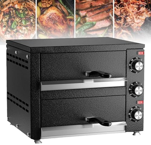 Electric Pizza Oven - Commercial 2-Shelf Indoor Cooker, Stainless Steel, 12 Inch, Ideal for Restaurant, and Home Baking