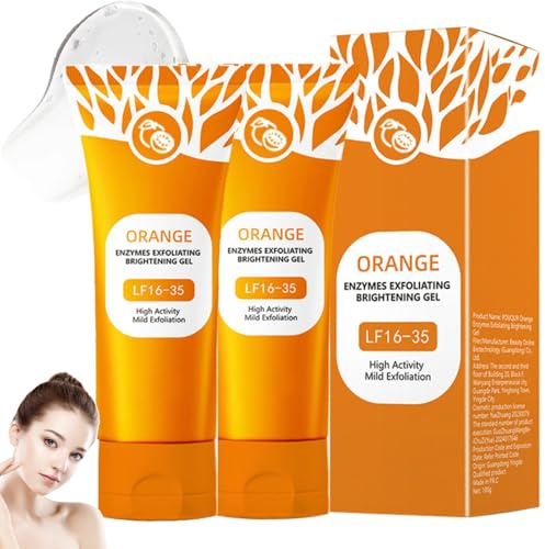 Orange Enzymes Exfoliating Gel, Orange Enzym Peeling für Gesicht und Körper, tiefenreinigend und feuchtigkeitsspendend für alle Hauttypen (2PC, 50g)