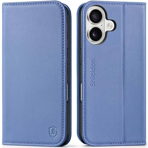 SHIELDON Lederhülle für iPhone 17 6,3 5G 2025, Glyzinie Violett | Echtleder Hülle, RFID-Blocker, Kartenschlitz, Magnetverschluss, Handy-Ösen, Cover Etui, TPU Case, Klapphülle