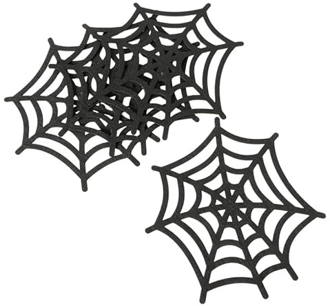 4 STK Tischset Spinnennetz Filz 36x38cm Unterleger Teller Tischschmuck Halloween Tischdeko Herbstdeko Dekoration Basteln Schmuck Spinnennetze Gruseldeko Platzset Tischunterlage