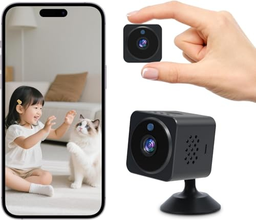 Huzoomtoyz Mini Kamera WLAN 1080P HD Überwachungskamera Innen WiFi Kleine Sicherheitskamera APP Ferngespräch mit Bewegungsmelder/Lange Batterielaufzeit/Cloud-Speicherplatz