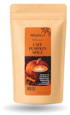 Pumpkin Spice Cafe MISSECO | Café Moulu Artisanale Aromatise aux Epices de Citrouille Prêt à l’Emploi | Idéal Latte & Cappuccino Facile a Préparer | Le Pumpkin Spice Cafe Français torréfie en France