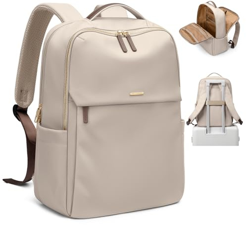 GOLF SUPAGS Laptop-ryggsäck för kvinnor resor, arbete, högskola ryggsäckar passar 15,6 tum bärbar dator flera förvaringsfickor handbagage väska, Aprikos, 15.6, Ryggsäck Ryggsäckar