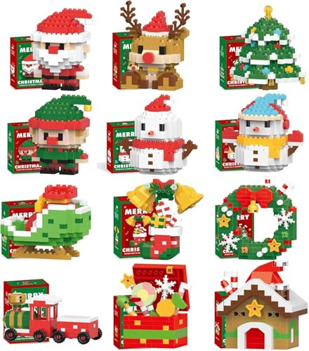 Générique Blocs De Construction De Noël, Ensemble De Construction Père Noël, Décorations De Noël 2025, Cadeaux De Noël, Mini Figurines De Construction, Cadeau De Noël Créatif (12PCS)