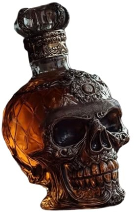 Decantador de licor, botella de vidrio, esqueletos de calavera, vino, para vodka, bourbon, gótico, esqueletos, barwares, decantador de whisky