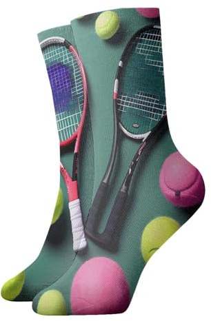 EdWal Lustige Socken für Tennisschläger und Tennisbälle, warm, für Erwachsene, Paare, gepolsterte Stiefelsocken zum Laufen, Wandern, Sportlich