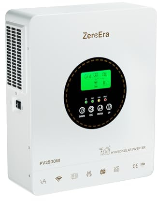 Hybrid Wechselrichter 12V 1800W, Solar Hybrid Wechselrichter, Reiner Sinus,Unterstützt Batterielosen Betrieb, 12V DC bis 230V AC, Integrierter MPPT-Laderegler, Ideal, BMS-Schutzsystem(12V 1800W)