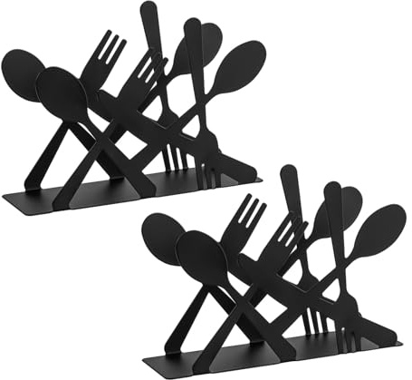 CONGARTENO 2piezas Porta Cubiertos de Hierro Servilletero de Metal para Mesa Soporte de Papel Higiénico de Hierro Servilleteros Estilo Rústico Color Negro para Cocina y Restaurante