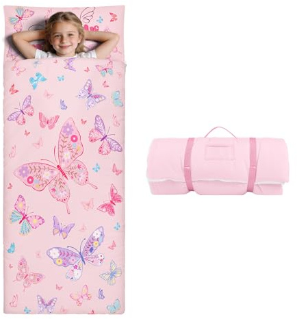 decalsweet Schlafsack Kinder, Weich Kinderschlafsack 150×60cm | Doppelter Reißverschluss,Faltbare Schlafsack mit Kissen Abnehmbar,Leicht Reinigen,Outdoor Indoor Camping,für Mädchen Jungen