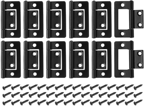 sourcing map Non Mortise Door Hinges 3.8 x 2.1cm Black 12Pcs | Iron Bifold Butt Cabinet Hinges Smooth Sliding Bearing Hinge with Mounting Screws for Doors Windows Cabinets Box Furniture