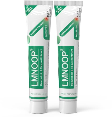 Hemorrhoid Treatment Ointment, Maximum Strength Treatment & Fast Relief for Pain, Itching, Burning, Swelling, Fissure, Bleeding, Discomfort, Long-Lasting Internal & External Hemorrhoid Cream 2Pack