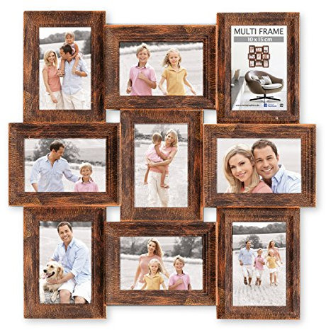 Eurographics Multiframe II - 9 Cooper Collage-Bilderrahmen, Glas, Holz, Braun, 57,5 x 57,5 x 2,6 cm