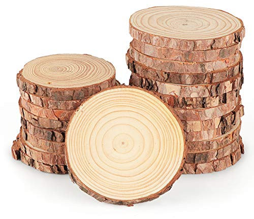 ilauke 16 Stück Natürliche Holzscheiben 9-10cm Unbehandeltes Baumscheiben, Vorgeschliffene runde Holzplatten für Basteln, Tischdeko, Hochzeitsdekoration und DIY-Projekte