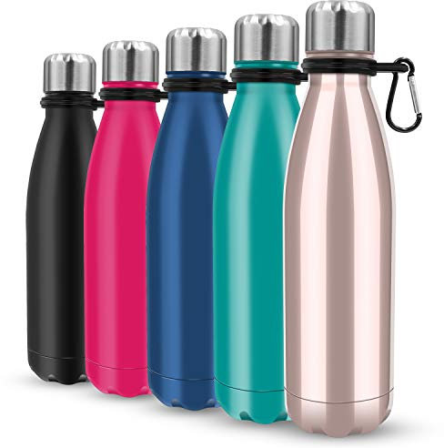 Insulated Water Bottle, Vacuum Stainless Steel & Vacuum Flask Comes with a Cleaning Brush -500ml Stainless Steel Vacuum Bottle, Double Wall Design, Standard Mouth, for Outdoor Sports