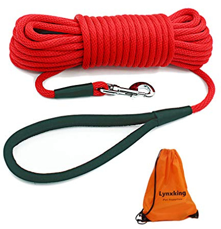 lynxking Hundeleine Schleppleine für Hunde Reflektierend Trainingsleine 15m Ausbildungsleine mit Karabinerhaken Nylon Lange Seil für kleine, mittelgroße große Hunde mit Griff