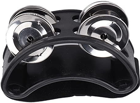 Fuß Tamburin Fuß Shaker Metall Jingle Bell Percussion Musikinstrument mit Elastischem Nylongurt(schwarz)