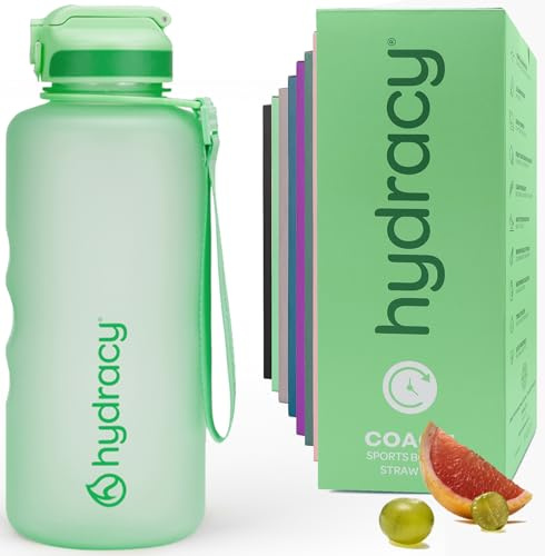 Hydracy 2L Large Water Bottle, Shatterproof, BPA Free Tritan Plastic, Leakproof, Zero Condensation, With Detachable Carry Strap, Spillproof Lid, Convenient Silicon Spout, Ideal for Gym, Yoga