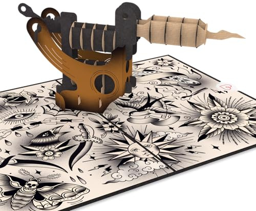 papercrush® Biglietto pop-up tatuaggi - Carta regalo 3D come buono per regalo in denaro, Biglietto d'auguri per amanti del tatuaggio, Biglietto di compleanno per uomo e donna (figlio, sorella, nipote)
