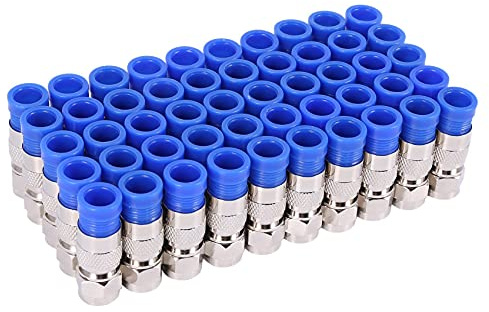 Feriany 50PCS RG6 Connettori di Compressione Coassiale Connessione Impermeabile F Connettore di Compressione RG6 Strumento di Compressione Coassiale