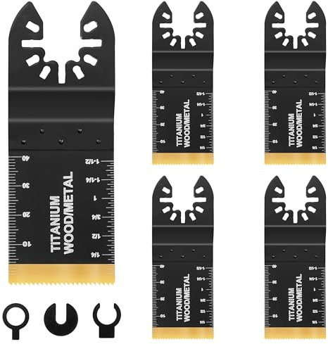 QIMEI-SHOP Cuchillas Herramienta Oscilantes de Titanio Multiherramienta Accesorios Hojas de Sierra Oscilante Compatible con Bosch Dremel Fein Multimaster 5 Piezas