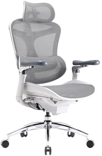 SIHOO Doro C300 Pro Ergonomischer Bürostuhl mit ultraweichen 6D-Armlehnen, dynamischer Lendenwirbelstütze, Sitztiefenverstellung und verstellbarer Rückenlehne, Schreibtischstuhl für Home Office (Weiß)