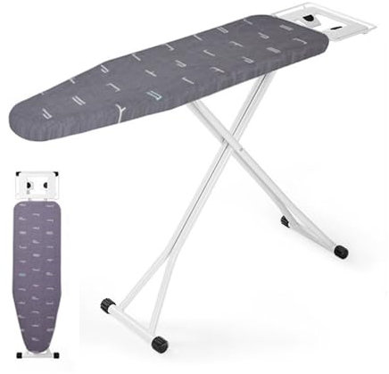Generisch Bügelbrett in voller Größe, Bügelbrett mit Bügeleisenablage, hitzebeständigen Bezügen und sechsstufig höhenverstellbar (Farbe: Dunkelgrau, Größe: S)