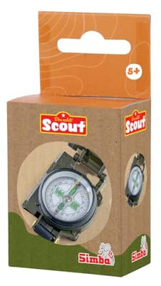 Simba 109452665 - Scout Kinder-Kompass ab 5 Jahre - aufklappbarer Taschenkompass mit Metallgehäuse und Visiereinrichtung, Forscher- und Entdecker-Spielzeug für Mädchen und Jungen