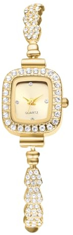 Silverora Orologi da donna Diamante Orologi da polso da donna: Brillante diamante intero analogico al quarzo orologi da donna con strass bracciale orologio con scala araba Regali per le donne, Dorato