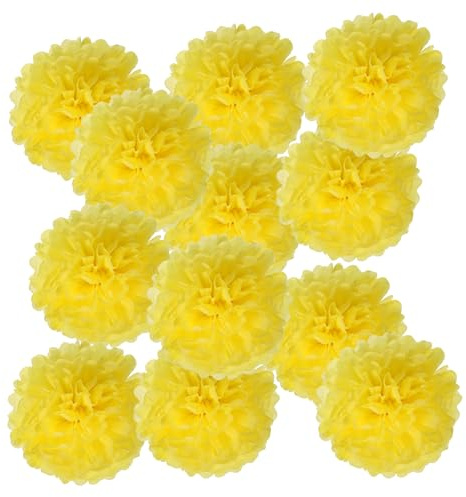PATIKIL 10.5cm Pompon Carta Velina, 12Pz Fiori di Carta Pom Poms Decorativi Colorati per Matrimoni Addio Nubilato Compleanno Decorazioni Sfondo, Giallo Chiaro