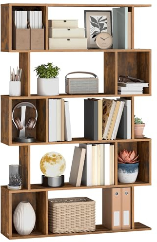 VASAGLE Bücherregal mit 5 Ebenen, Standregal, 24 x 90 x 159 cm, Aufbewahrungsregal mit offenen Fächern, für Wohnzimmer, Schlafzimmer, Arbeitszimmer, vintagebraun LBC416K01