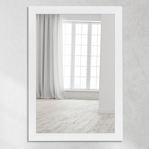 CLAMARO 'Neo Collage' Wandspiegel 60x120 cm Spiegel mit Rahmen | Weiss Matt | Moderner Ganzkörperspiegel mit 38 mm breitem Holzrahmen | Inkl. Metall Aufhänger und Wandmontagematerial