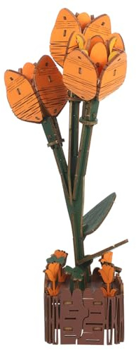 ERINGOGO Kit de Fleurs en Bois 3D Tulipes Artificielles Décoration Murale Artisanale pour Garçon et Filles et Adultes