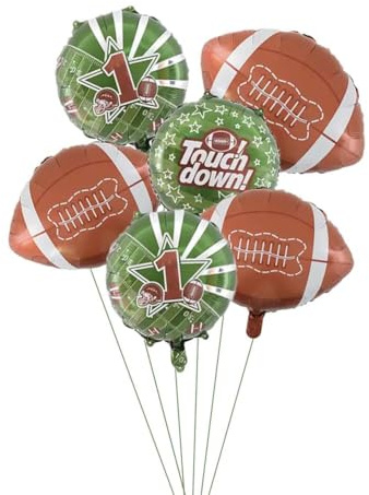 Set di palloncini da calcio da 45 cm, decorazioni per feste di calcio, palloni da rugby, per compleanno, giorno del gioco, eventi sportivi (6 pezzi)