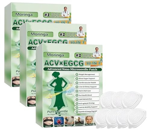 ACV x EGCG 10 in 1 Advanced Nano Microneedle Patch, 2026 New Moringa x Berberine Patches, Moringa 10 in 1 Nano Patchs, Natural Body Patchs for Women and Men, Suitable for All Skin Types (3 boxes)