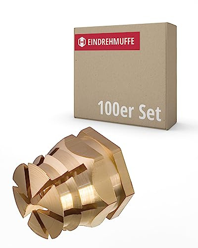Gedotec Einschraubmutter M4 mit Innengewinde | 100 Stück - Gewindeeinsatz für Bohrloch-Ø 5 mm | PRESTO | Hülsenmutter Messing massiv | Länge: 8 mm | Gewindehülse - Befestigung für Holz Möbel